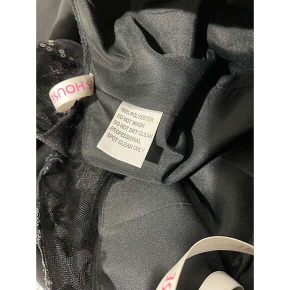 JJ's House evening dress lace one shoulder black festive formal wedding women M - Picture 6 of 8